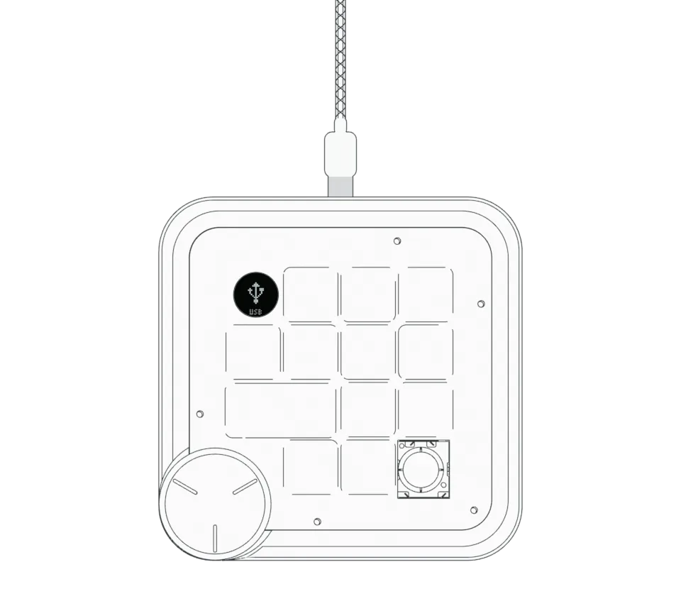 线框示意：MIST 顶部的 Type-C 接口连接 USB 线